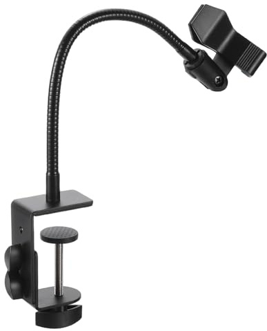 PATIKIL Gooseneck Desk Mic Stand, 12 Flexible Microphone Arm Stand with Upgraded Mic Clip 28-50mm Range for Live Streaming Podcasting Radio Lectures Singing, Black (Style 2)