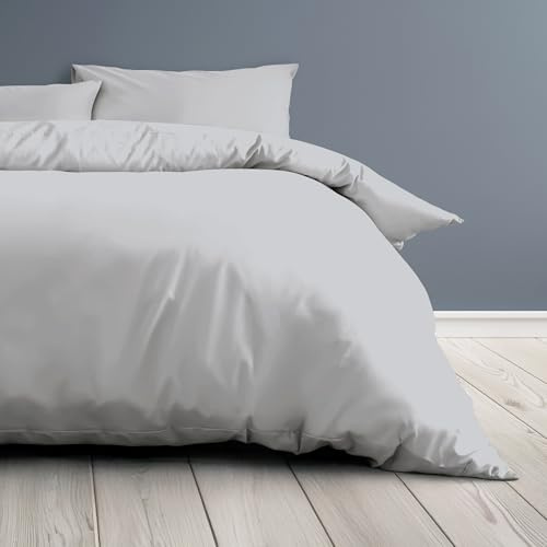 SOMNI HOME Funda Nordica Cama 150 cm - Incluye 2 Fundas de Almohada Transpirable Resistente Lisa Microfibra Elegante Ropa de Cama Suave Todo el Año Cama 150 Color Gris