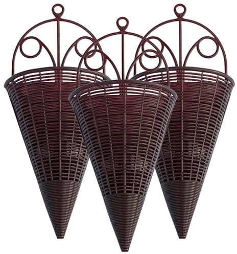 Alasum Rattan Hanging Basket 12.40X5.51X2.76In Lightweight Woven Wall Planter 3-Pack Rustic Decorative Flower Basket for Indoor Outdoor Home Garden Balcony Storage