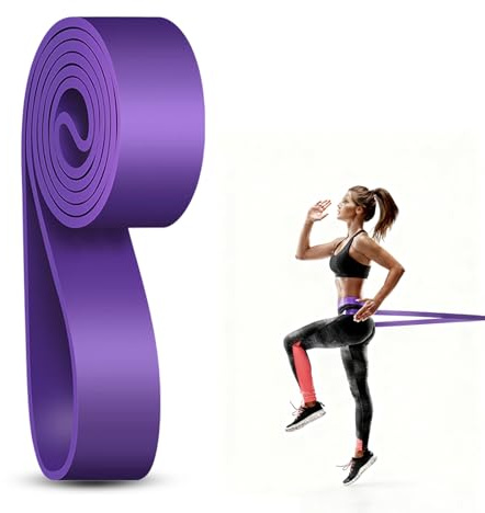 Träningsband långa motståndsband styrketräning 100 % latex motstånd band pull-up band gummiband sport perfekt för muskelbyggande, yoga, pilates, styrketräning (lila)