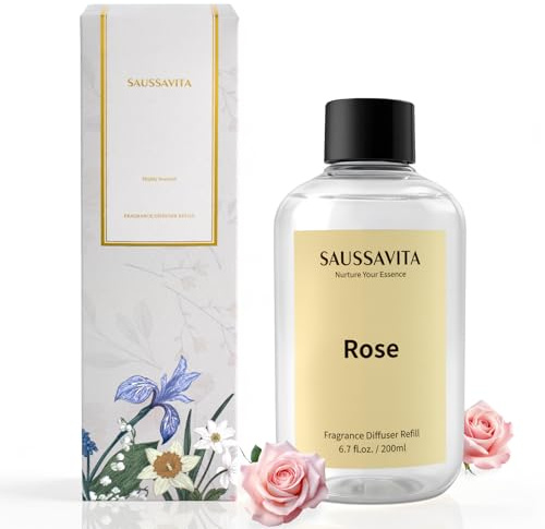 Raumduft Diffuser Nachfüller Rose 210ml,120 Tage langanhaltend | Aroma Diffuser mit 7 Duftstäbchen,Lufterfrischer für Badezimmer,Wohnzimmer und Schlafzimmer Dekoration