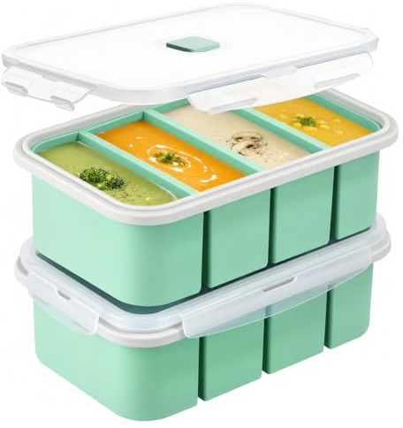 CRROEL Suppe Einfrieren Behälter,2 Stück Silikon-Gefrierbehälter mit Deckel, Lebensmittelbehälter, Gefrierformen, 250ml Silikon Gefrierform mit Deckel für Suppe, Brühe, Sauce, Eiswürfel