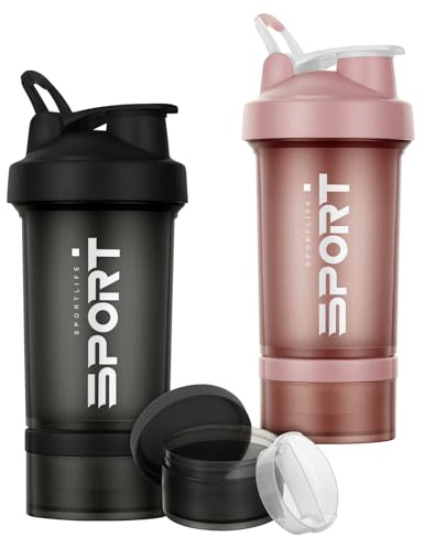 Alaoo Protéine Shaker, 500ml Wave Shaker Mélange Homogène, Noir Rose