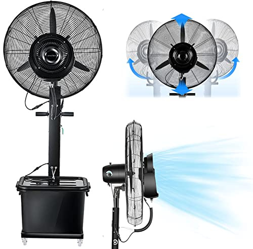 Ventilatore nebulizzatore con oscillazione, grande serbatoio d'acqua per raffreddamento esterno e area di lavoro