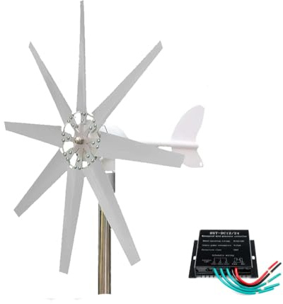 HENGJINGTR Vindkraftverk Strömgenerator 12V 24V 48V, 9000W Vindkraftverk för hem, båt, marina, övervakningsanvändning med MPPT-kontroller,12v