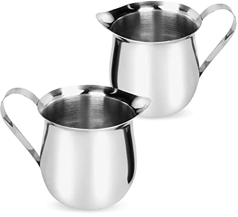 Rolin Roly 2 Pezzi 60ml Bricco da Latte da Cucina Lattiera Acciaio Inox per Latte Salse Cappuccino Barista Café Art Milk Pitcher (60ml)