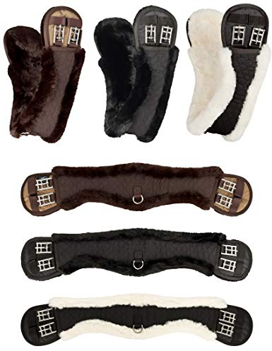 Equinate Mondgurt anatomisch mit synthetischem Lammfell Kurzgurt Sattelgurt Dressurgurt 70cm Schwarz