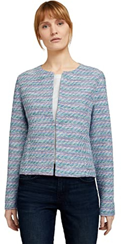 TOM TAILOR Damen Bunter Boucle-Blazer - Multicolor Boucle, M