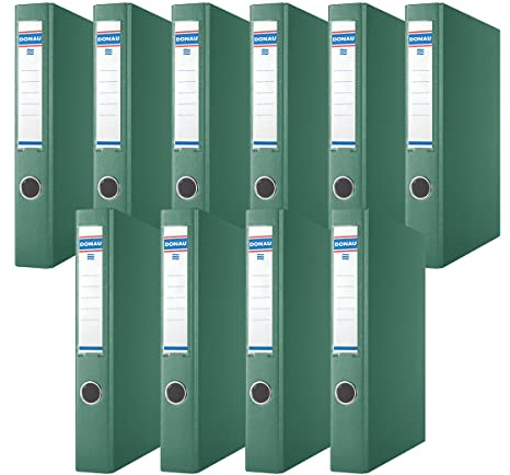DONAU 3932001PL-06 Ringbuch/Grün | 2-D-Ring-Mechanik 30mm DIN A4 Ringordner Pappe/Kunststoff | Aus 1,9 mm dickem Karton mit öko PP 100µ | 10er Packung