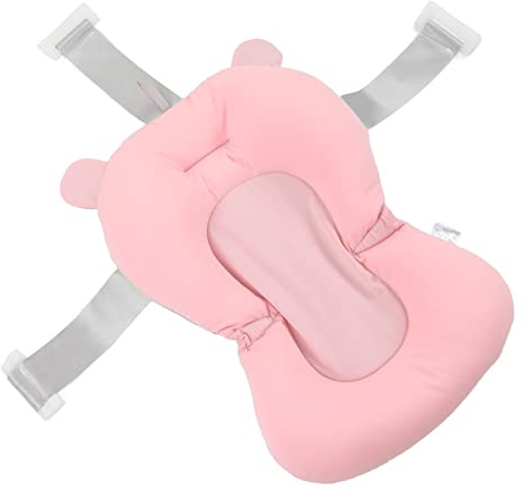 Baby-Badesitzkissen, Sicherer Faltbarer Einsatz, Baby-Badekissen, Badesitz für Neugeborene (Rosa Bär)