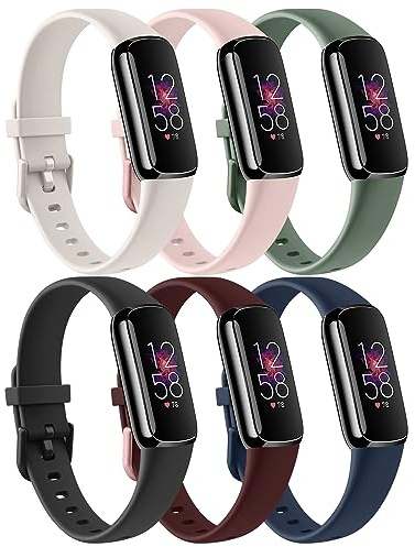 Lot de 6 bracelets pour Fitbit Luxe pour homme et femme, bracelet de rechange doux et imperméable pour traqueur d'activité Fitbit Luxe/Luxe Édition spéciale uniquement (S 14 à 18 cm, lumière