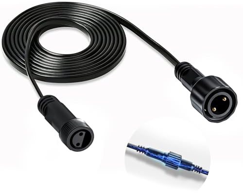 Kawaya Cable alargador de 3 m para exterior, solar, negro, cable de extensión para exterior, resistente al agua, enchufe para exterior