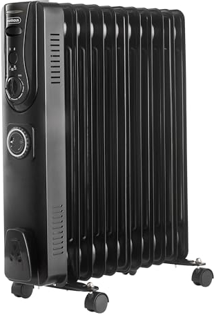 VonHaus Radiatore a Olio Elettrico 11 Elementi, Stufa ad Olio Portatile da 2500W per Casa, Ufficio, Stanze - Timer 24h, Termostato Regolabile, 3 Livelli di Calore, 4 Ruote, Cavo da 1,5 m