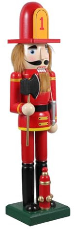 PRETYZOOM Casse-Noisette Décoratif de Noël en pour Pompier Figurine de Table ou Vitrine Ornement Festif Présent pour Pompier ou Famille Décoration de Noël Personnage Casse-Noisette 38Cm