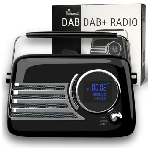 Radio portatile, Radio DAB/DAB+ portatile Altoparlante Bluetooth, Alimentazione e batteria della radio, DAB retrò, Batteria ricaricabile, Quadrante grande, Vintage, AUX, Presa USB