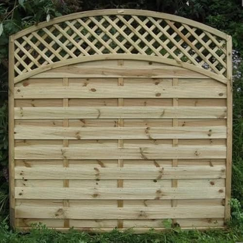 Premium Wooden Garden Fence Panel with Arched Trellis Top – Decorative Privacy Screen for Outdoor Landscaping & Fencing (180 cm Long x 180 cm Wide)