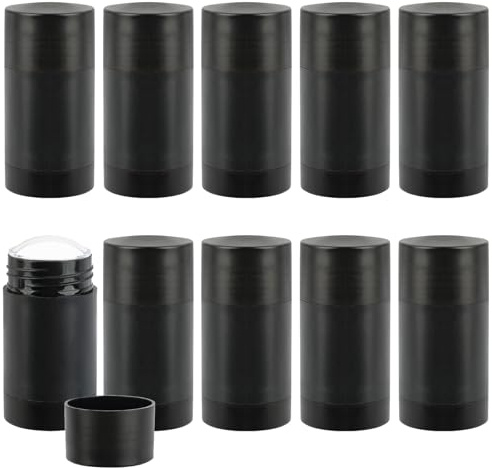 ANNASAMDO Lot de 10 récipients de déodorant vides rechargeables de 30 ml pour voyage, bricolage | Plastique PP robuste. Mécanisme rotatif pour un remplissage facile. Idéal pour les parfums solides et les baumes.