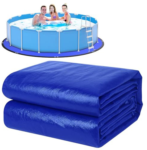 TIXANF 12FT Round Pool Ground Cloths,Heavy-Duty Swimming Pool Liner Pad,Waterpfoot Pool Liner Pad Tarp,Pool Ground Mat for Above Ground Swimming Pools (Blue)