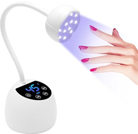 Mini Lampada UV Led Unghie,Display LCD,Sensore Automatico Intelligente, 36w Lampada Unghie Senza Fili, 12pcs Led Beads con Doppia Sorgente Luminosa UV, Uso Domestico e in Salone (Bianco)