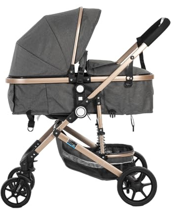 FOXSPORT Faltbarer 2-in-1-Kinderwagen, Länge 82 cm, Breite 37 cm, 5-Punkt-Sicherheitsgurt, Stoff aus Nylon für Sonnenschirm, belastbar bis 25 kg (grau)