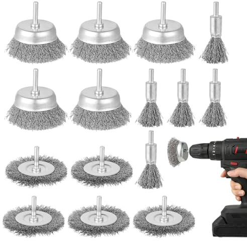 Spazzole Metalliche - Spazzola Acciaio - Spazzole Per Trapano - 15 Pezzi Spazzola Ferro Per Ruggine, Per Lucidare, Levigare, Entrostire, Sverniciare, Rimuovere Corrosione E Vernice