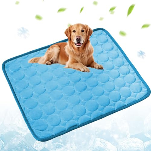 APODESS Kühlmatte für Hunde, 2026 Neu Kühlmatte für Den Sommer, Kühlmatte Hund Selbstkühlende Matte Hundekühlmatte Haustier Matte Kühlpads für Katen und Hunde (Blau, M)