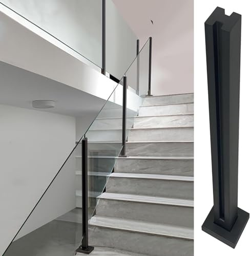Postes de barandilla de aluminio resistente con clips de panel de vidrio endurecido, poste medio de 85 cm para una instalación segura de barandilla de vidrio y soporte fiable