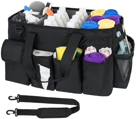 Cleaning Caddy Bag, Housekeeping Work Tools Organizer, Large Cleaning Bag with Handle & Shoulder for Car Men Women Kitchen House Camping Beach Dorm Bathroom