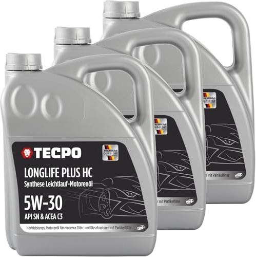 TECPO Motoröl 15 Liter 5W-30 LONGLIFE Plus HC Synthese passend für ACEA C3 / API SN / 504/507 / 229.31/229.51 / LL-04 / C30