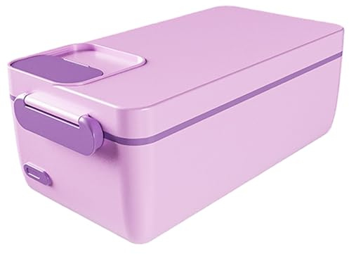 Lunch box riscaldato, elettrico, senza fili, ricaricabile, con contenitore in acciaio inossidabile da 1 litro, scaldavivande portatile, per scuola, ufficio, campeggio, lunch box elettrico viola
