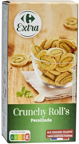 CARREFOUR EXTRA - Biscuits feuilletés persillade - Blé Origine France · Craquante et Légère · Idéal avec Fromage et Tartinables - la boite de 80g - Le Lot De 4