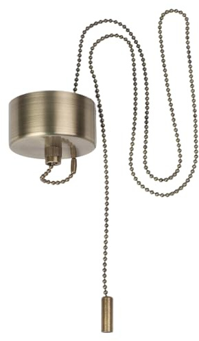 Bathroom Pull Cord Light Switch with Chain Set Ceiling Mounted Pull Switch Easy Lighting Control for Toilet Ceiling Fan Home Electrical Fixture (50cm)