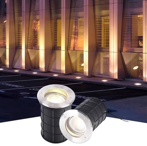 THEGA Luces LED Pozo - Luz Empotrable Suelo Jardín, Foco Empotrable Exteriores Prueba Agua IP66, Luces LEDpaisaje Suelo AC85-265V, para Caminos, Patios, Césped, Patio, Árbol(Warm White,18W)