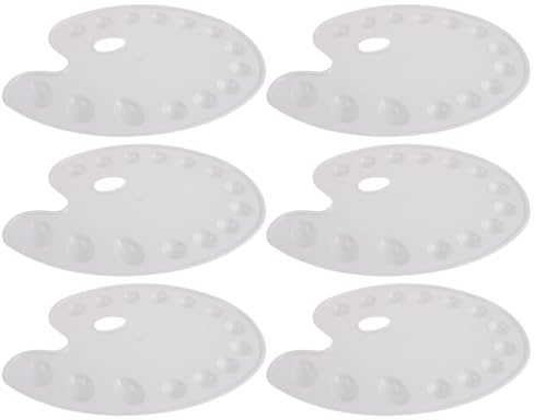 6pcs Watercolour Mixing Palette 14-well White Plastic Paint Tray
