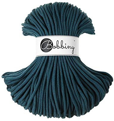Bobbiny Premium Cords 5 mm - Rope-Garn 100 m 100% Baumwolle (Peacock Blue)