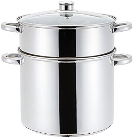 Haussmann Héritage® Couscoussier/Cuit Vapeur/Faitout 3 en 1- Inox－Tous feux dont induction - Couvercle en Verre－HM-0850 (12Litre/24cm)