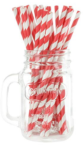 1000 Red Stripe Eco Friendly Recyclable Paper Drinking Straws Bright Colours Stripes and Metallic Colours Great for Birthday Wedding Christmas Party Baby Shower Decoration Food Safe Single Use