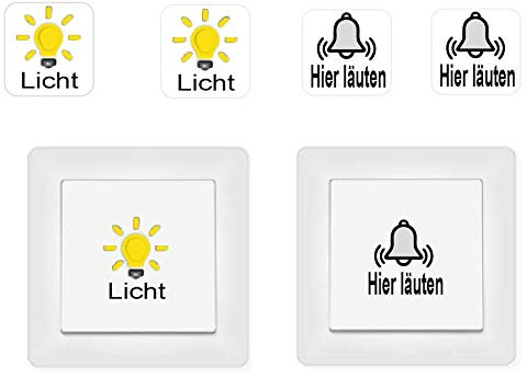4 pegatinas para interruptor, diseño de campana y luz (R23/19/2) (2,5 x 2,5 cm)