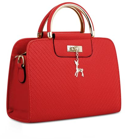 DIRRONA Moda Bolsos Bandolera Mujer Bolso Casual Bolsos De Mujer Viajes Textura en Forma de V Bolso Trabajo Compras Bolsos Diario Bolsa Mensajero Mujer Rojo