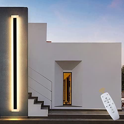 ANKBOY Dimmbar Außenwandleuchten mit Fernbedienung Wasserdicht Wandleuchte Anthrazit IP65 Aussen Wandlampe Innen Badezimmer Lange Lichtleiste Modern für Garten Terrasse Garage Außenleuchte,80cm
