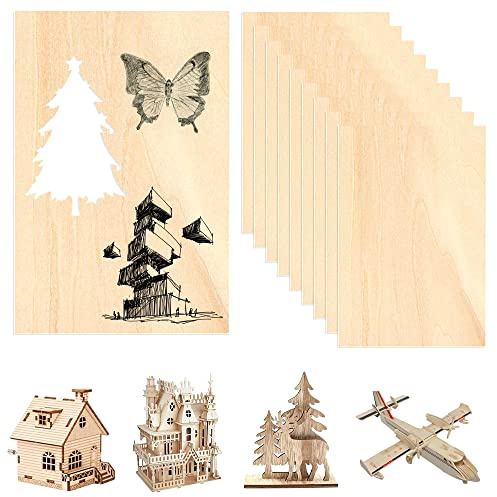 DIKEBAO 10 Stück Balsaholz 2mm Bastel Holzplatte 30x20 Balsaholz Plotter Unfertige Balsa Brett Unlackiert Lindenholz Platten Dünn Holzplatte Basteln Sperrholzplatte für Handwerk Holzgravur DIY Modell