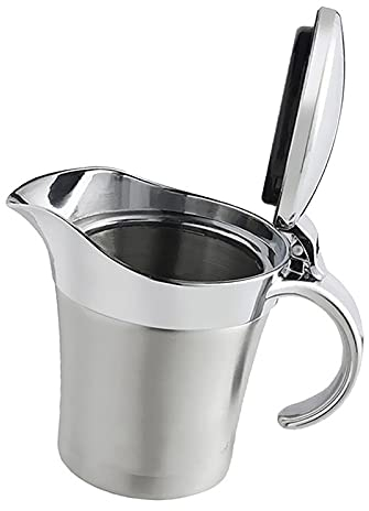 Easy Pour Gravy Boat Stainless Steel Gravy Boat With Lid, Sauce Tank Boat, Double-layer Thermal Gravy Boat, Very Suitable for Family Dinner Sauce Pourer (Size : 450ml)