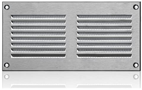 200x100mm Ventilationsgaller i Rostfritt Stål med Myggskydd - Metallgaller för Ventilation