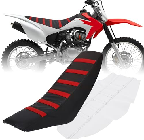 JFG RACING Funda Asiento Moto Universal de Goma Suave-Rojo | para SX SXF EXC EXCF XC CR CRF WR WRF RMZ YZF KLX Dirt Pit Bike Motorcross Enduro
