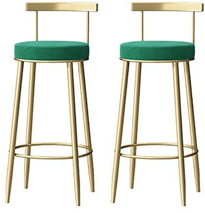 FanXus Familien-Barhocker, hoher Hocker, Barhocker in Thekenhöhe, 2er-Set, goldene Barstühle mit Samtpolsterung und Fußhocker, Hocker für die Küchentheke.(Grünes Kissen, 75 cm Sitzhöhe Made in China