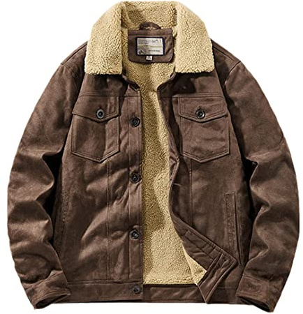 Herren-Wildlederjacken, Fleece-Gefütterte Vintage-Leder-Outwear-Mäntel Für Männlichen Windschutz