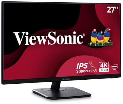 ViewSonic VA2756-4K-MHD 27 Inch 4K Monitor, IPS Display for Enhanced Home and Office Productivity, Ultra-Thin Bezels, HDMI, and DisplayPort Inputs