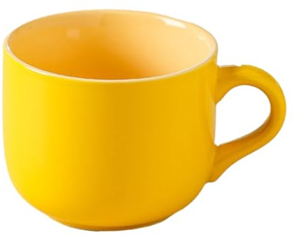 CAPIJIONG Tazza creativa in ceramica da 600 ml, grande capacità, per forno a microonde, disponibile per coppie, per la colazione a casa, tazza per latte e caffè, colore giallo