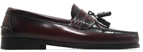 LATINO - Zapato mocasín,Castellano de Piel sin Cordones,borlas,Suela de Piel Cosida a Mano, tacón, para: Hombre Color: Burdeos Talla:46, 23269-46