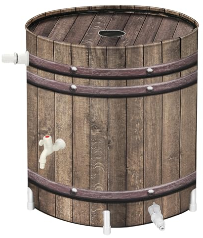 PAETAE Barili di pioggia pieghevoli, barile di raccolta dell'acqua piovana da 50 galloni, barili raccogli pioggia per raccogliere l'acqua piovana dalla grondaia, design a prova di perdite, venatura